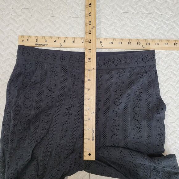 A.L.C. Pants Size 6 Black Lace Straight Leg Cropped High Rise Cotton Semi-Sheer - Picture 9 of 11